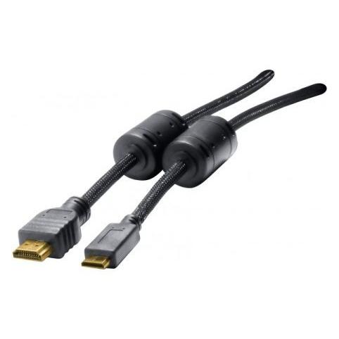 Exertis Connect Mini HDMI Kabel, High Speed HDMI, vergoldet, HDMI St. A / HDMI Mini St. C, 2,0 m Hochwertiges Anschl (2 m) (128271)