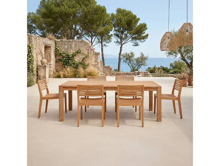 Ensemble table et chaises de jardin en bois de teck 6 personnes