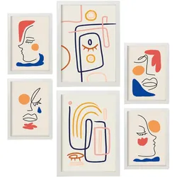 POSTER Set Mit 6 Jazzy Arts 2 In Weibliche Zusammenfassung A3 & A4 Weißer Rahmen