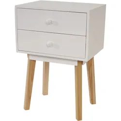 Kommode Malmö T271, Beistelltisch Nachttisch Schrank, Retro-Design 59x40x30cm ~ Schublade weiß