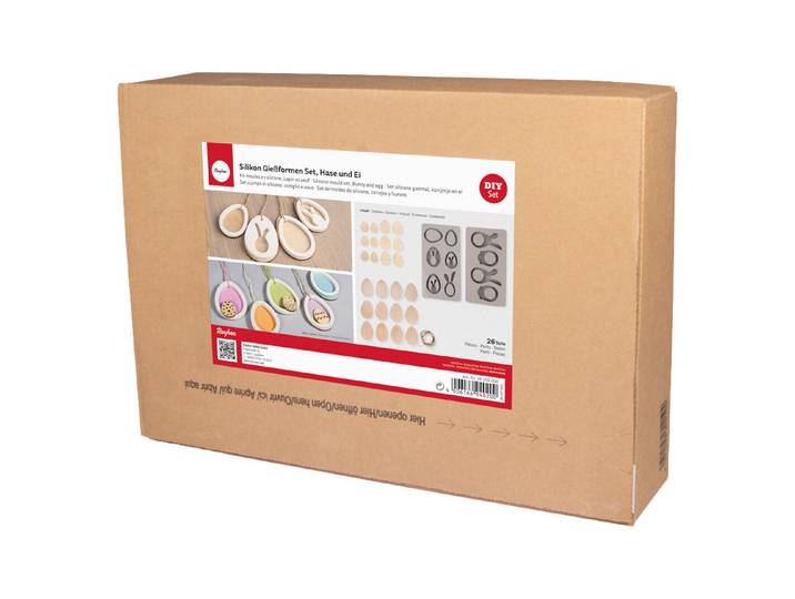 Silikon Giessformen Set Hase und Ei, inkl. Holz Streuteile