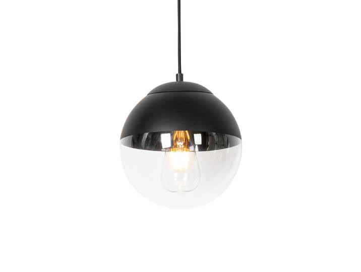 Suspension rétro noire avec verre transparent 20 cm - Eclipse