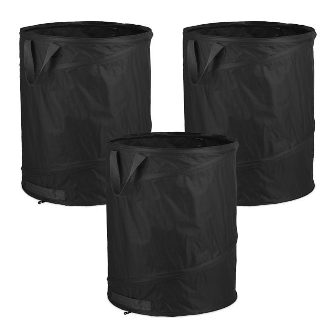 Relaxdays Set van 3 Pop up tuinafvalzakken, 85 l, zwart