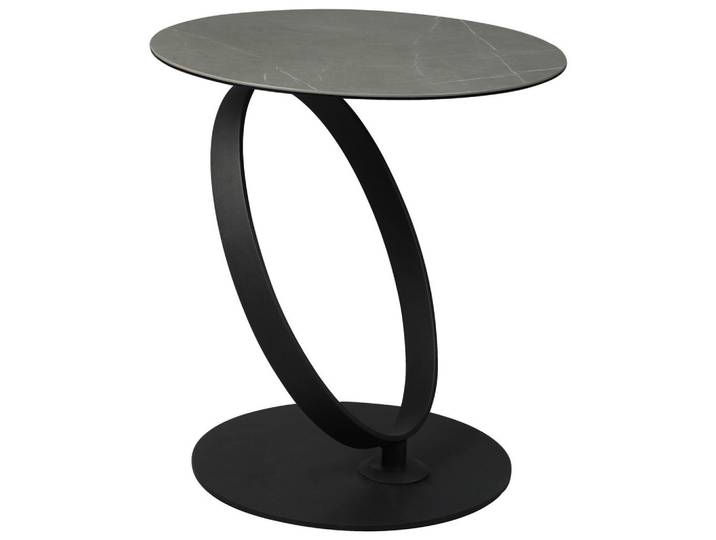 Dieter Knoll Beistelltisch, Grau, Schwarz, Metall, Glas, Keramik, rund, Bodenplatte, 50x54x50 cm, einfacher Aufbau, Wohnzimmer, Wohnzimmertische, Beistelltische, Beistelltische Metall