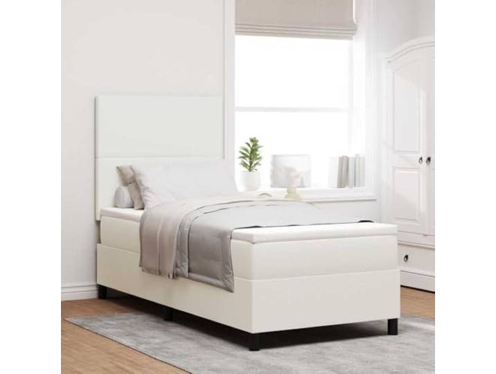 WDGJJFECNMUEHI Cordstoff modernes Design Rechteckig Creme 100 x 200 cm Boxspringbett Creme Weiß 100x200 Cordstoff mit Taschenfederkernmatratze verstellbarem Kopfteil Luxus Doppelbett für
