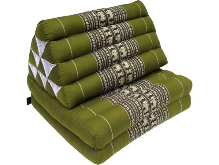 GURU SHOP Thaikissen, Dreieckskissen, Kapok, Tagesbett, hennagrün Traditionelles Design, inklusive 2 Auflagen, ideal zum Entspannen, hochwertige Kapokfüllung.