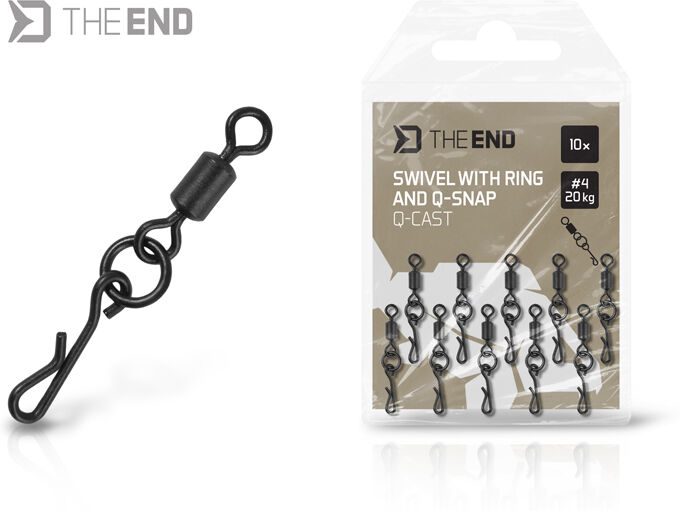 Émerillon avec anneau et clip rapide Delphin TheEND Q-Cast / 10 pcs #4/20kg