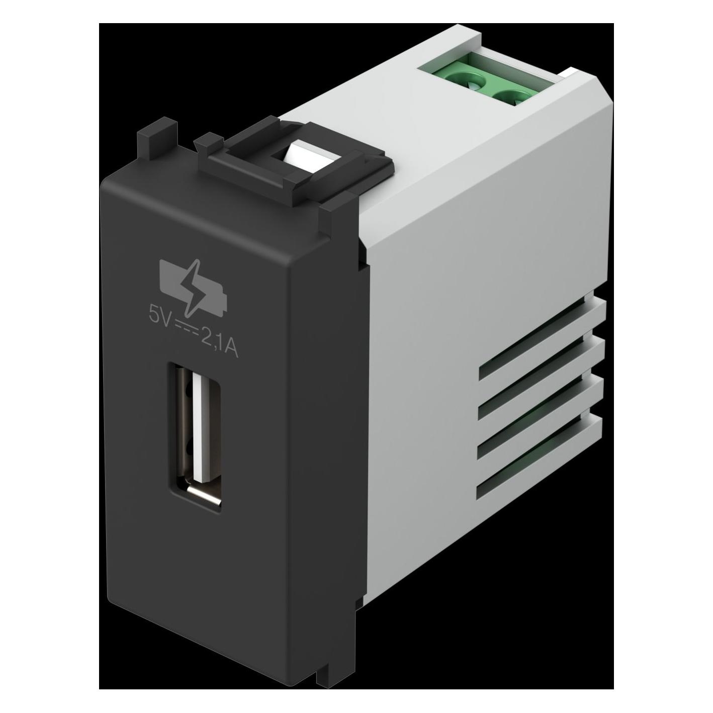 TEM Modul USB Ladegerät 2,1A 1M Schwarz Schalterprogramm UP Unterputz (EM66SB-U)