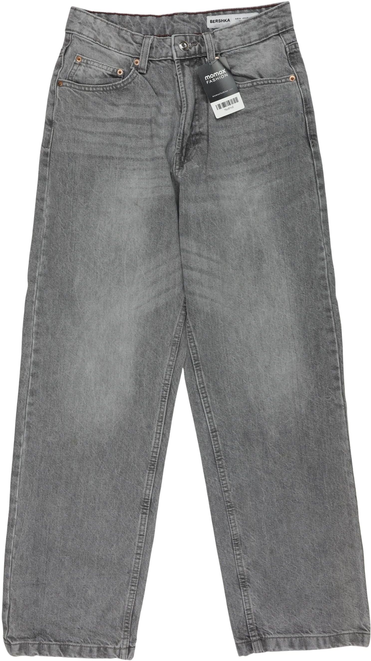 bershka Herren Jeans, Grau, Gr. W28, Baumwolle - Second Hand