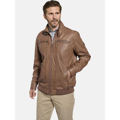 Lederjacke BABISTA "Lederjacke CORIETTA", Herren, Gr. 52, braun (cognac), Obermaterial: 100% Lederfaserstoff LEAFIBTEX., Jacken