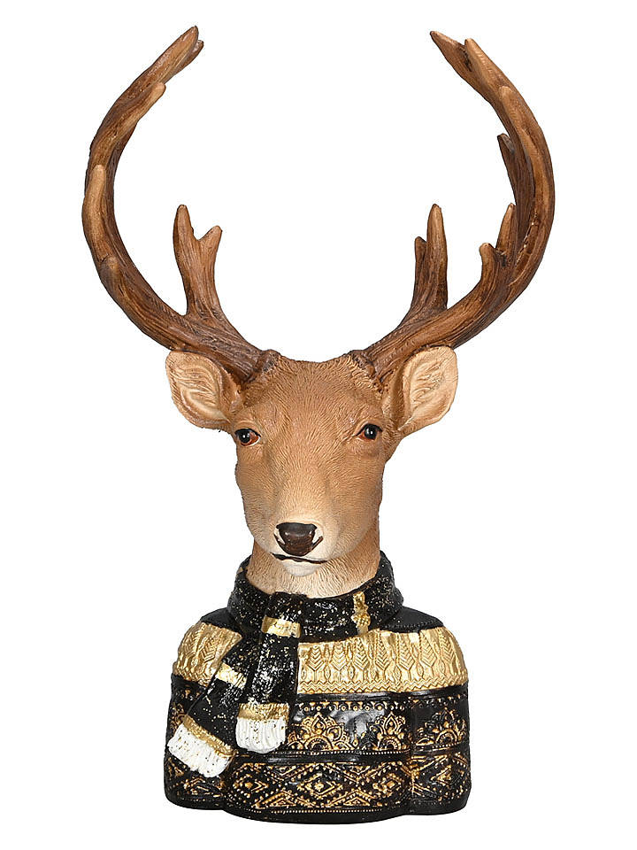 POSIWIO Dekoobjekt "Hirschbüste" in Hellbraun/ Gold - (H)26 cm - onesize
