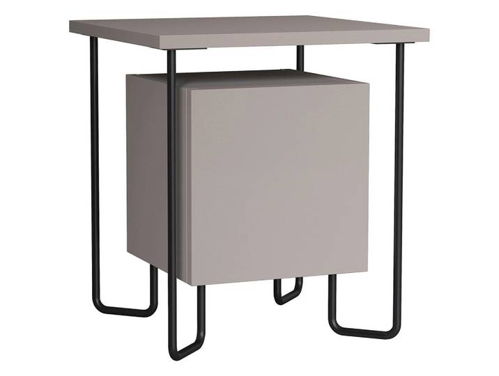 Livetastic Nachttisch, Beige, Holzwerkstoff, Kufe, rund, 40x45x40 cm, Schlafzimmer, Nachttische