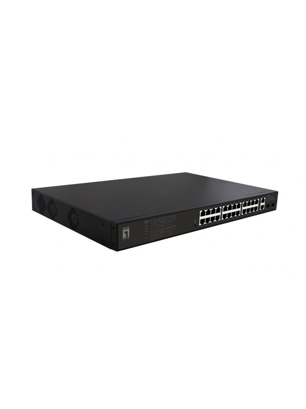 LevelOne GEP-2821 28-Port Gigabit PoE Switch 24 PoE Outputs 2 x Gigabit RJ45 2 x Gigabit SFP 802.3at/af PoE 390W