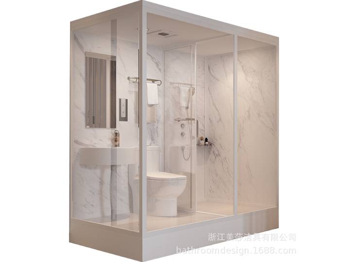 Salle de douche intégrée, dortoir intégré, salle de bain, toilettes, séparation humide et sèche, projet simple salle de bain minimaliste