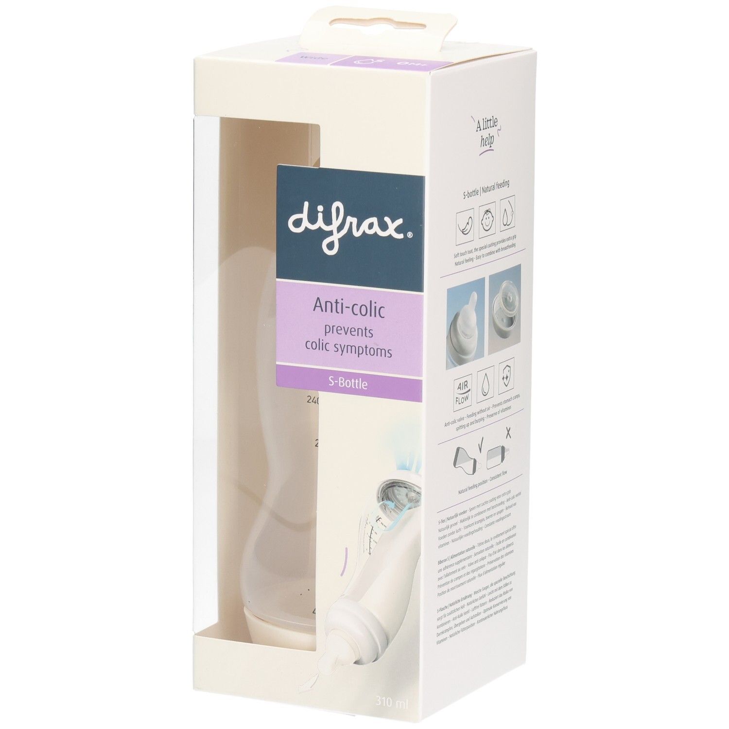 Difrax S-Fles Wide Ivory 310ml 1st 1 St Babyflasche