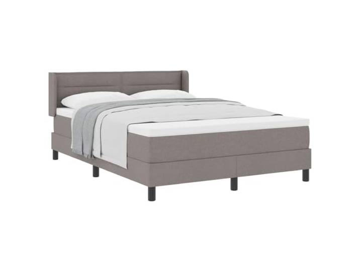 KKgypkn Boxspringbett mit verstellbarem Kopfteil Taupe 200 x 140 cm Stoff, mittelfeste Taschenfederkernmatratze, modernes Design mit Kiefernholz und Polyester