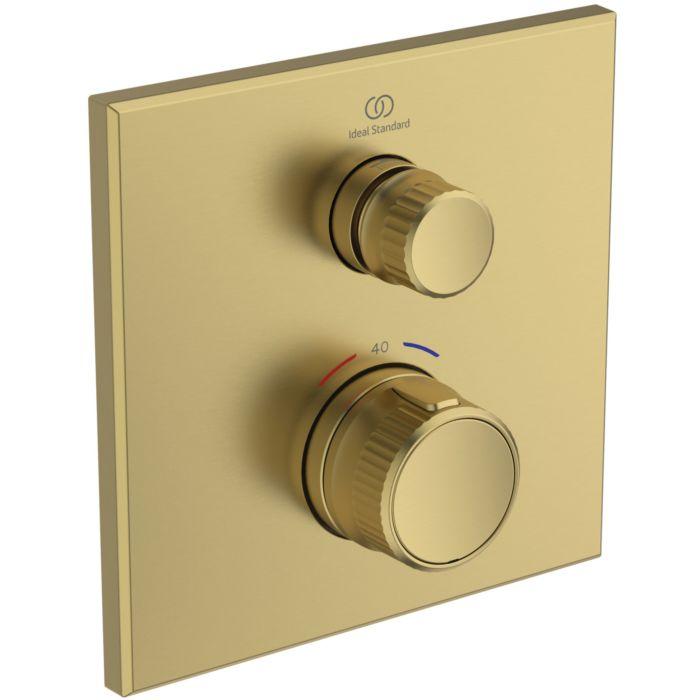 Ideal Standard CeraTherm Navigo Brausethermostat Unterputz A7301A2 eckig, Fertigmontageset, brushed gold