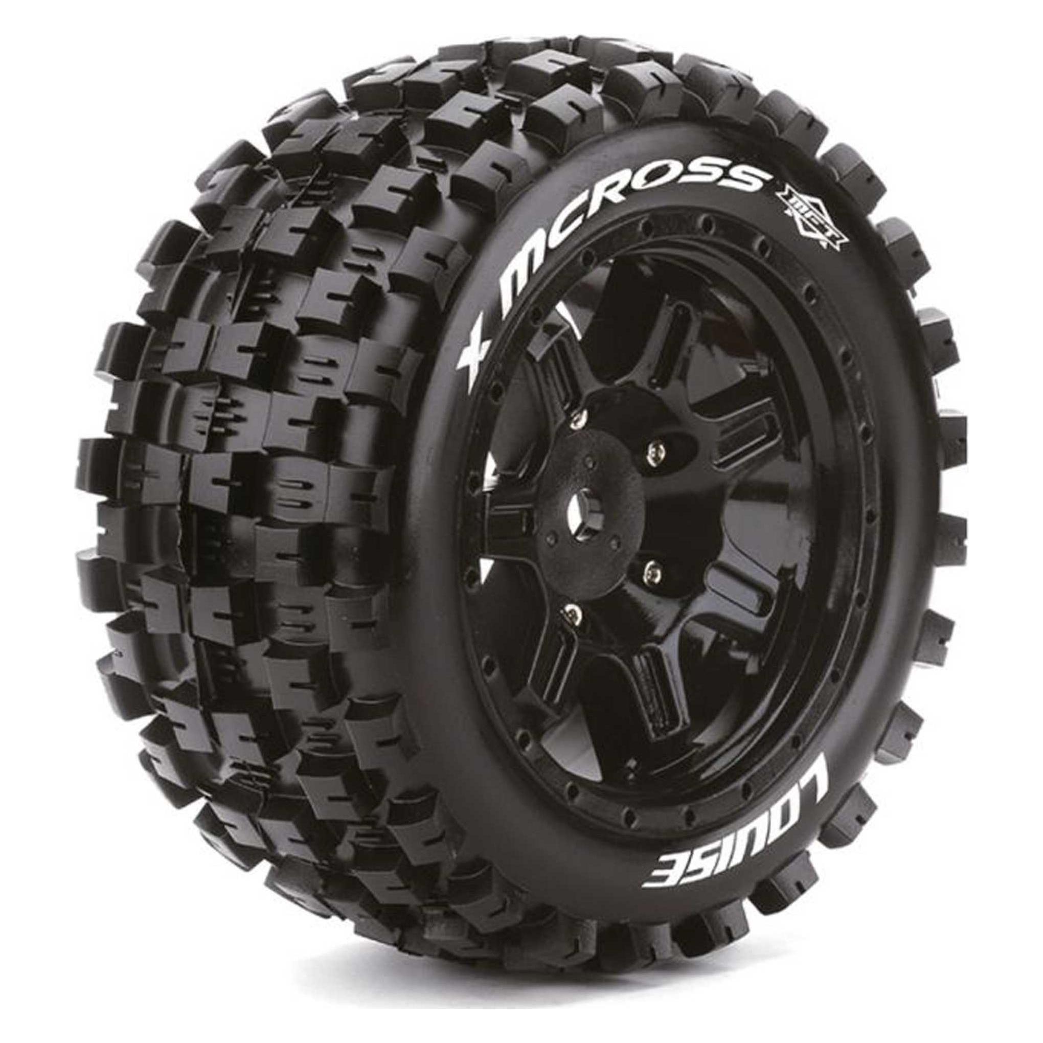 Louise x-mcross sport-reifen felge schwarz 24mm traxxas x-maxx mft (2) (LOUT3352B)