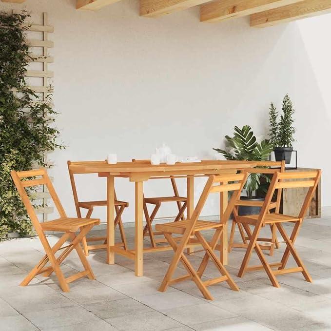 Ausziehbarer Gartentisch Teak 110-160x80x75 cm | Massivholz, Sonnenschirmloch, Witterungsbeständig, Einfache Reinigung, Für Terrasse