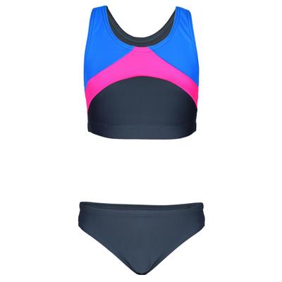 Bustier-Bikini AQUARTI "Bikini Mädchen Sport Bikini Racerback Bustier & Bikinislip", Mädchen, Gr. 134, N-Gr, blau (graphit, blau, rosa), Obermaterial: 80% Polyamid PA. 20% Elasthan EL., Bikini-Sets