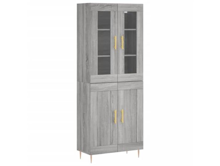 Kaorsrow Highboard Grau Sonoma 69,5x34x180 cm Holzwerkstoff Elegantes Standregal in Grau Sonoma für Wohnzimmer und Flur mit viel Stauraum sowie robusten Metallfüßen.