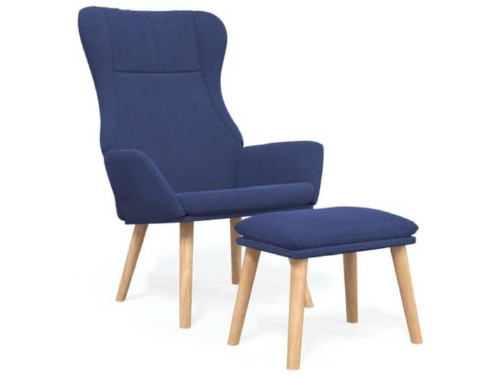 KDVXBCQJH Relaxsessel mit Hocker Modern Polstersessel Blau Bequemer Fernsehsessel für Wohnzimmer und Schlafzimmer, inklusive Hocker, stabiles Metallgestell und Kautschukholzbeine.
