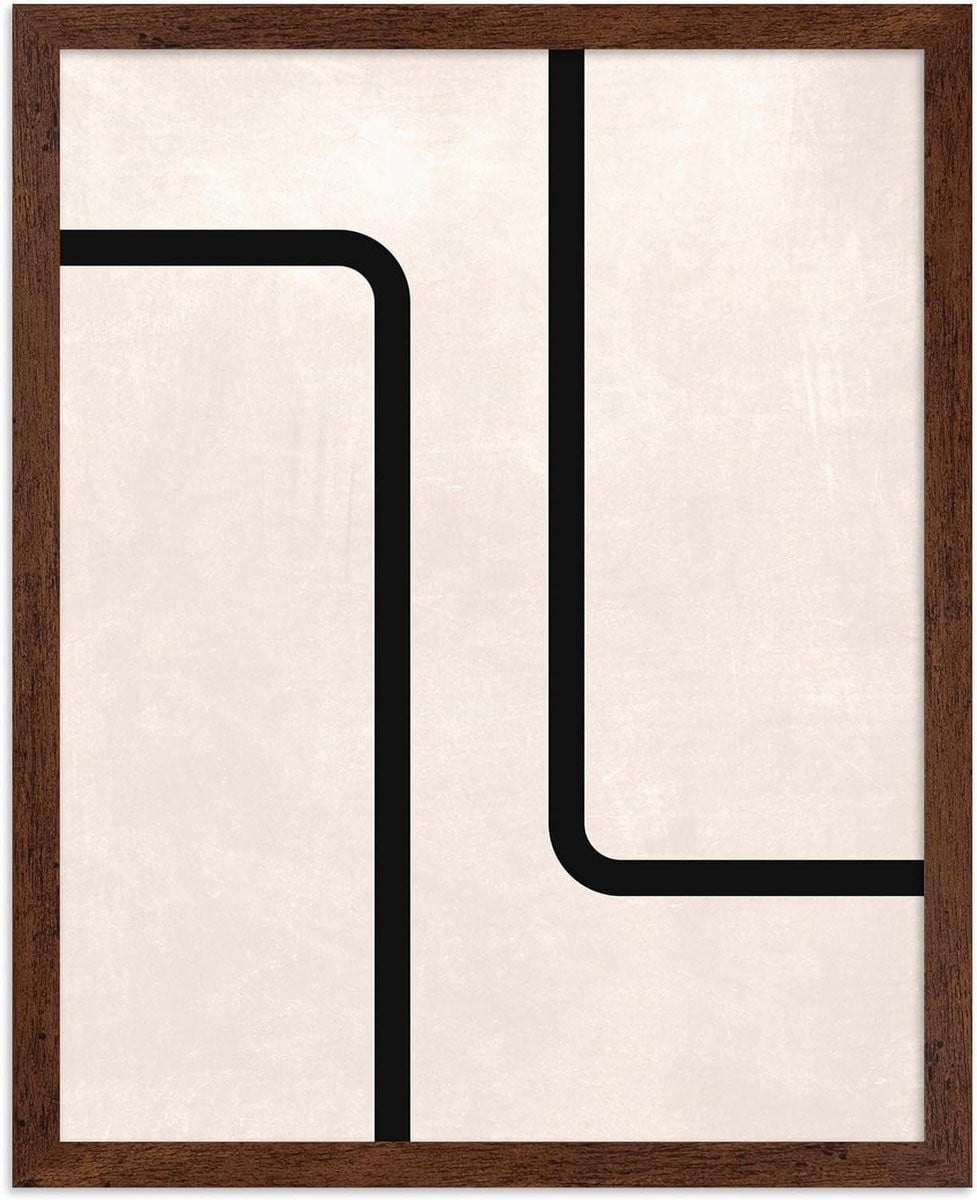 Abstracte Lijn Poster met Geometrische Print in Zwart-wit, 28 x 36 cm