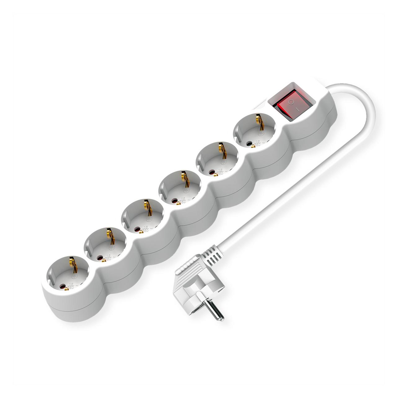 Value 6-fach Steckdosenleiste mit Schalter (6x, CEE 7/3, CEE 7/4, 3 m) (19.99.0956)