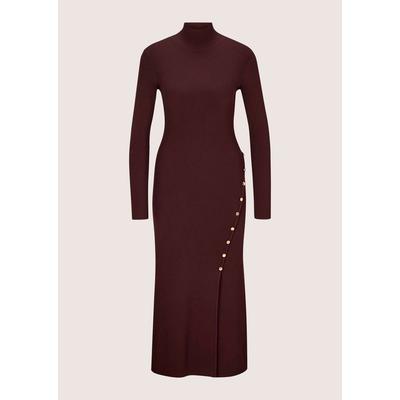 Strickkleid MADELEINE "Kleid Strickkleid mit Schlitz & Zierknöpfen", Damen, Gr. 38, bordeaux, rot, Modern, slim fit, Kleider Strickkleid