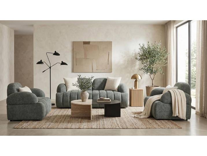 Xlmoebel Polstergarnitur Grünes Polstermöbel-Set Sofas modern Sofa Sessel Design Sofa, (3-tlg., 2-1)