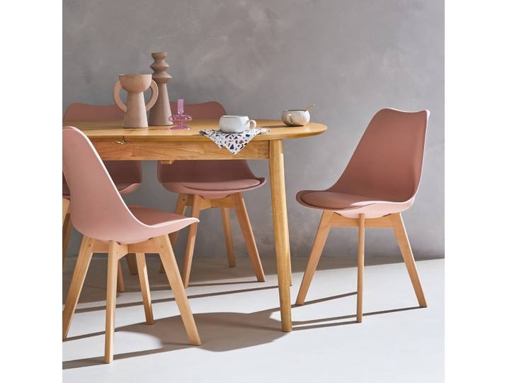 Lot de 4 chaises scandinaves, vieux rose