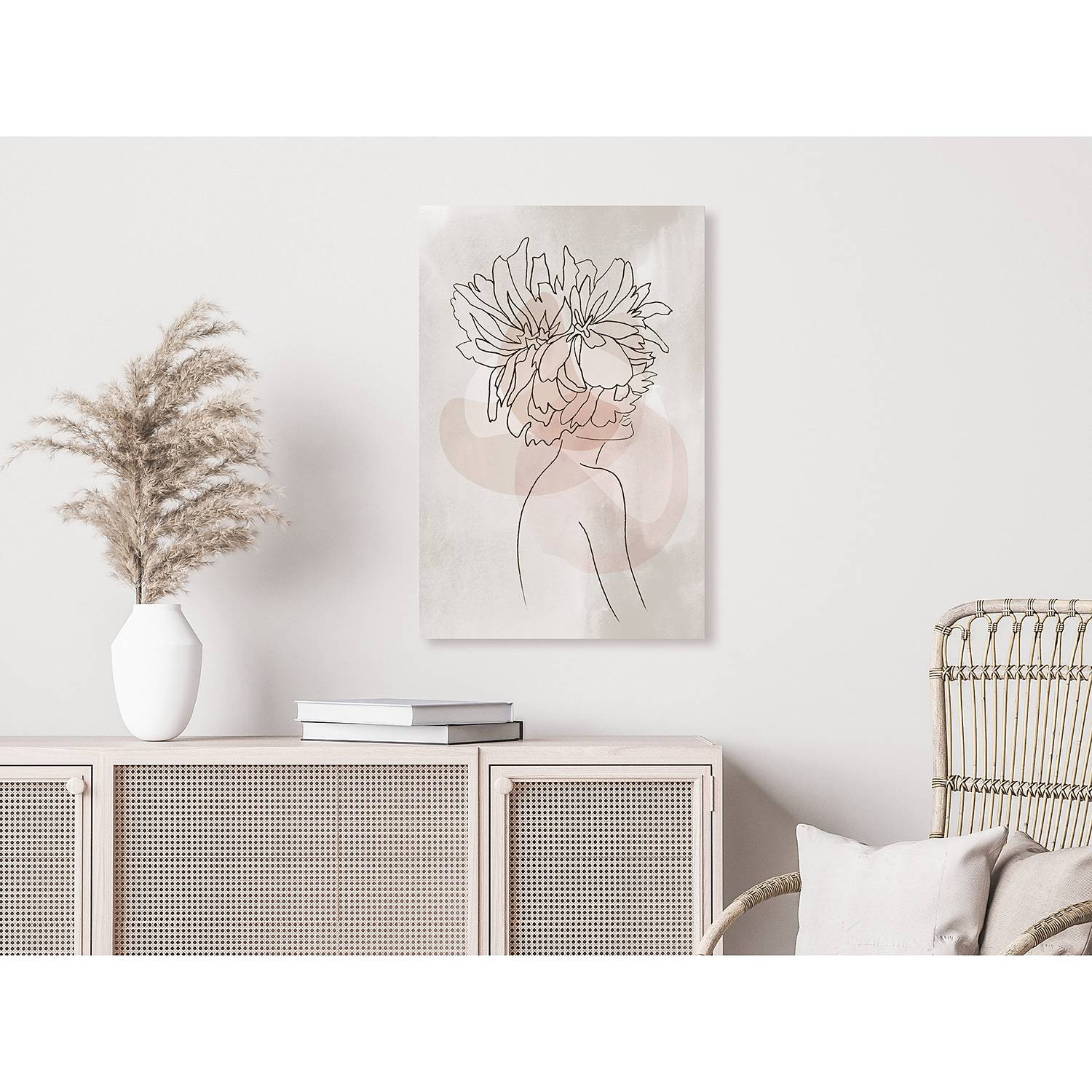 home24 Sophies Flowers canvas illustratie grijs 40 x 60 cm