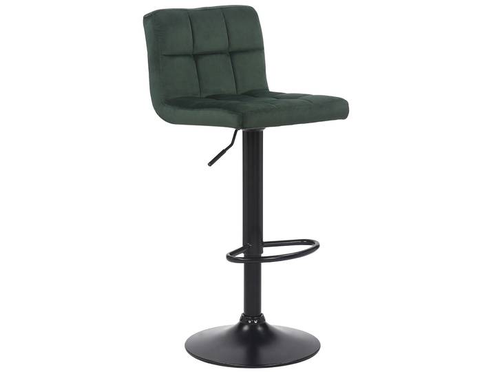 Tabouret de bar réglable pivotant en samt vert