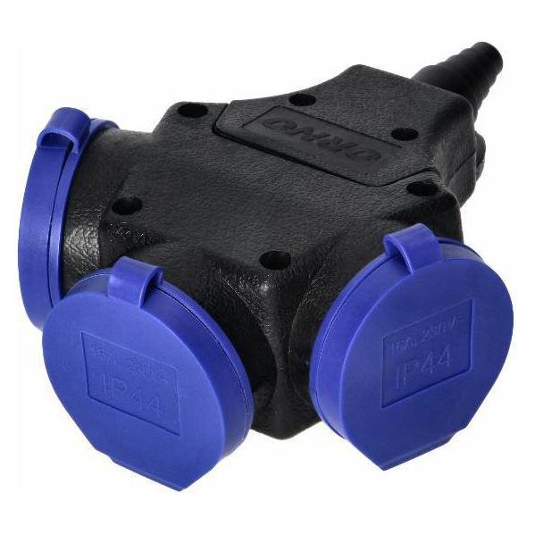 MGA ORNO AE-13209(GS) Werkstatt Schuko Stecker Aussen Wasserdicht IP44 3x2P+E Schuko Schwarz (3x, CEE 7/4) (OR-AE-13209(GS))