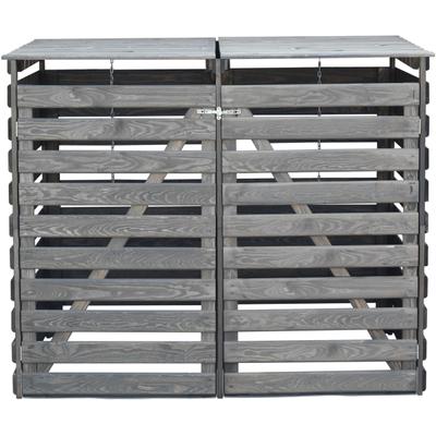 Mülltonnenbox PROMADINO "Vario V", grau, B:92cm H:122cm T:148cm, Massivholz, Metall, Aufbewahrungsboxen, besonders robust aus zertifiziertem Kiefernholz gefertigt