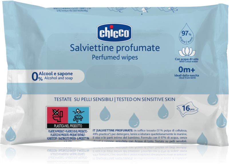 Chicco Perfumed Wipes 0m+ baby wipes with subtle fragrance 16 pc