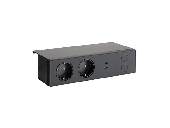 HKT Steckdosenelement, Schwarz, Metall, 23x6x7.6 cm, Elektrogeräte, Elektronik-Zubehör, Steckdosen & Stecker