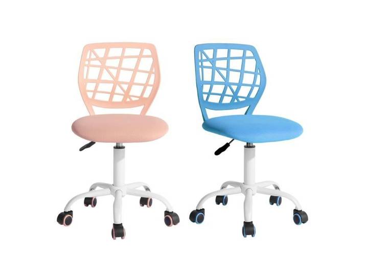 Chaise de Bureau - FURNITURER - Lot de 2 - Pivotante - Réglable en hauteur - Siège ergonomique (rose/bleu)
