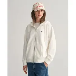Gant für Damen. 4201412 Shield Kapuzenpullover mit Reißverschluss weiß (L), Lässig, Baumwolle