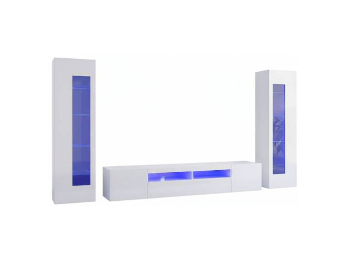 Meuble TV en bois laqué blanc brillant