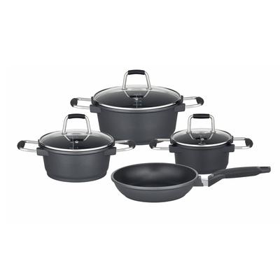 Topf-Set GSW "Scala", grau (schwarz), 1,8 l, Töpfe, Kochtopf-Set aus robustem Aluminium-Guss mit Antihaft-Versiegelung