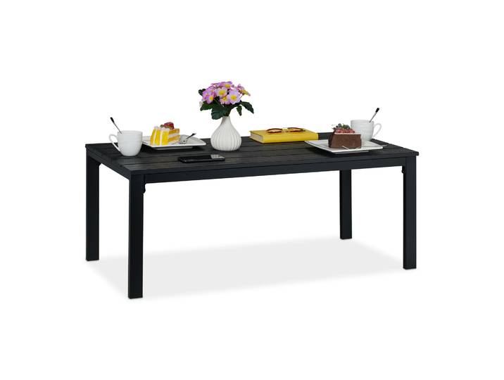Rechteckiger Gartentisch Holzoptik Schwarz