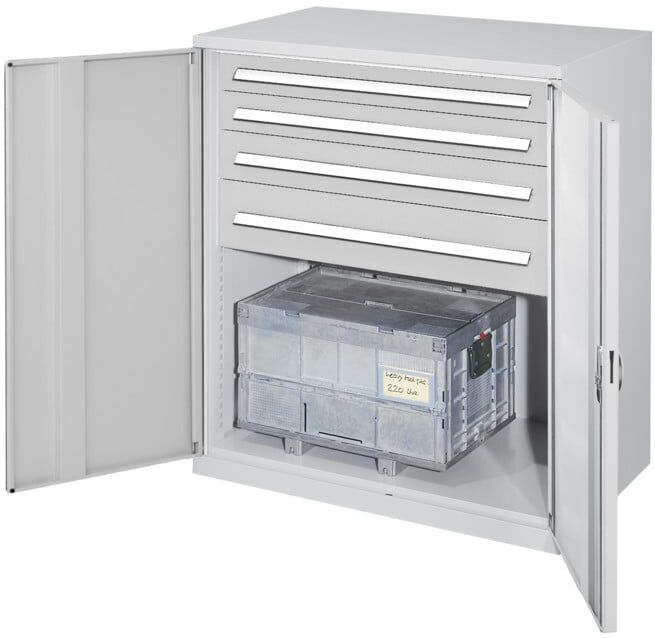 Kappes Schwerlastbeistellschrank Mod. 62 RAL 7035 Vollblechtüren mit Ausstattung (1471.03.1013)