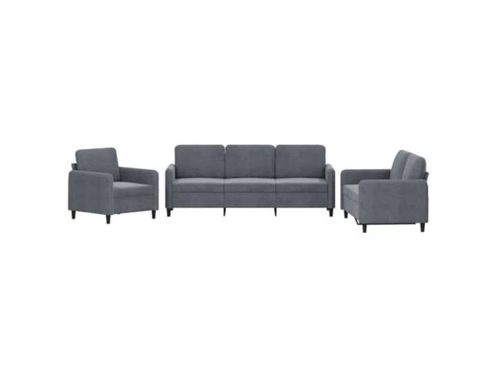 KUTYWEXFM 3-TLG Sofagarnitur mit Kissen Samt Polstersofa Dunkelgrau Elegant 3-teiliges Polstermöbel Set aus weichem Samt mit Kissen für Wohnzimmer und Aufenthaltsbereich.