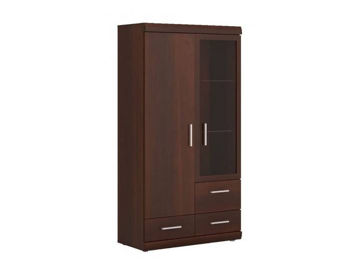 Feldmann-Wohnen Vitrine Imperial (1 Holztür, 1 Glastür, 3 Schubladen, Holzböden, Glasböden, 1-St., moderne Nussbaumoptik, Kunststoffgriffe) 80x37,5x152cm Nussbaum Imperial