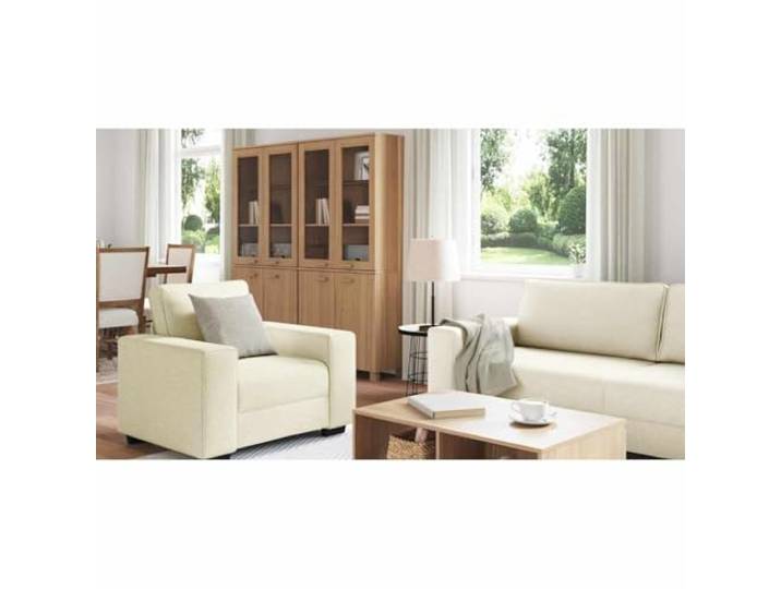 KTHLBRH 3-teiliges Sofa, beige, 221 cm, Leinenmischgewebe Set mit 6 Plätzen, Metallrahmen, Schaumstoff, für Wohnzimmer, Innengebrauch