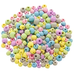 Holzperlen-Mix, pastell, 6–8 mm Ø, 50 g