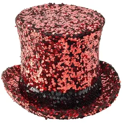 Zylinder "Pailletten", rot/schwarz