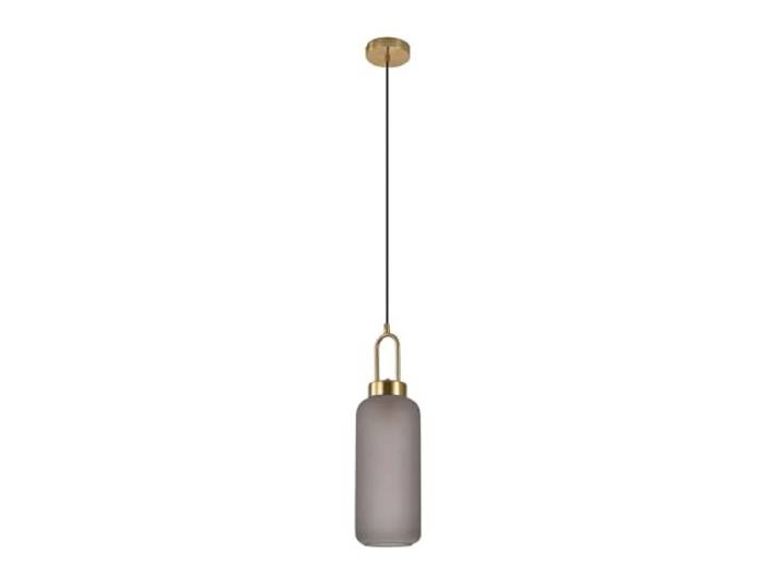 House Nordic Zylindrische Lampe in Suspension in Mattgeräuchglas Ø13 cm und 150 cm Stoffkabel