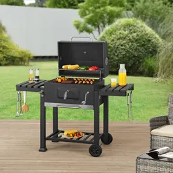 Grillwagen Arnad 105x135x47,5cm Schwarz [casa.pro]